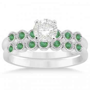 Emerald Bezel Set Bridal Set 18k White Gold 0.19ct