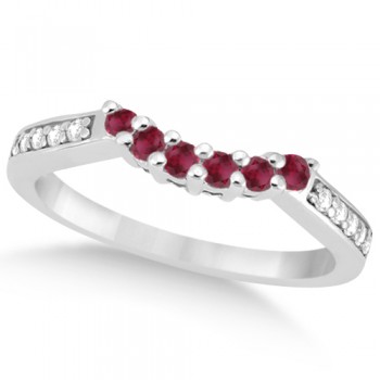 Floral Diamond and Ruby Wedding Ring 14k White Gold (0.30ct)