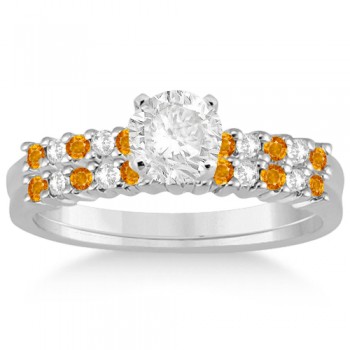 Petite Diamond & Citrine Bridal Set 14k White Gold (0.35ct)