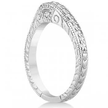 Antique Style Art Deco Diamond Wedding Band 14K White Gold (0.20ct)