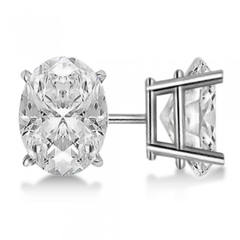 2.00ct. Oval-Cut Lab Diamond Stud Earrings 14kt White Gold (F-G, VS1)