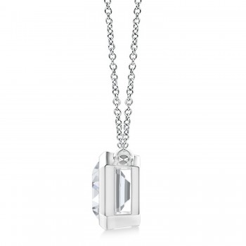 Lab Diamond Bezel Pendant Necklace 14K White Gold (0.66ct)