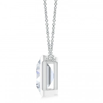Lab Diamond Bezel Pendant Necklace 14K White Gold (10.20ct)