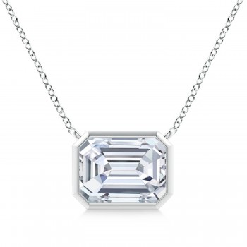 Lab Diamond Bezel Pendant Necklace 14K White Gold (1.80ct)