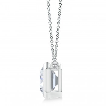 Lab Diamond Bezel Pendant Necklace 14K White Gold (1.80ct)