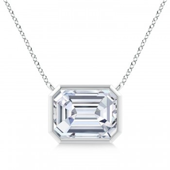 Lab Diamond Bezel Pendant Necklace 14K White Gold (2.10ct)