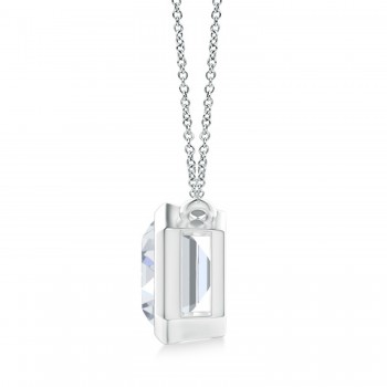 Lab Diamond Bezel Pendant Necklace 14K White Gold (2.10ct)