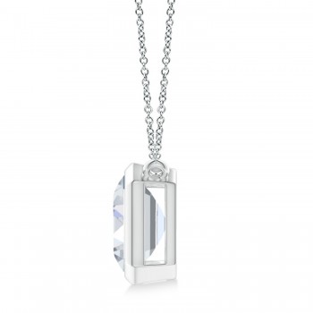 Lab Diamond Bezel Pendant Necklace 14K White Gold (5.60ct)