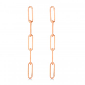 Five Link Chain Paperclip Drop Earrings 14k Rose Gold