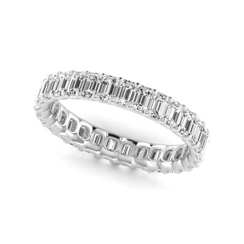 Emerald Cut Lab Grown Diamonds Eternity Ring Wedding Band 14K White Gold (2.24ct)