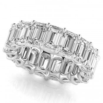 Emerald Cut Lab Grown Diamonds Eternity Ring Wedding Band 14K White Gold (12.00ct)