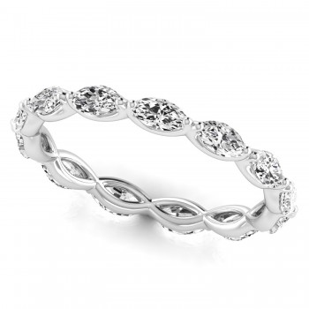 Marquise Cut Lab Grown Diamonds Eternity Ring Wedding Band 14K White Gold (1.17ct)