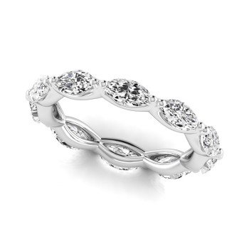 Marquise Cut Lab Grown Diamonds Eternity Ring Wedding Band 14K White Gold (2.35ct)