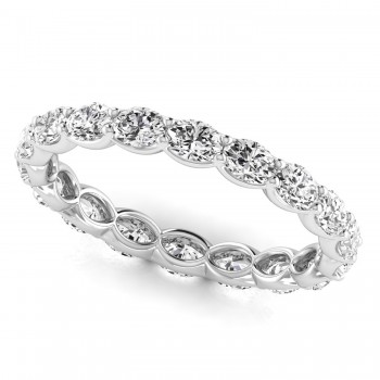Oval Cut Lab Grown Diamonds Eternity Ring Wedding Band 14K White Gold (2.00ct)