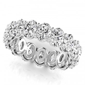 Oval Cut Lab Grown Diamonds Eternity Ring Wedding Band 14K White Gold (4.88ct)