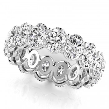 Oval Cut Lab Grown Diamonds Eternity Ring Wedding Band 14K White Gold (7.20ct)
