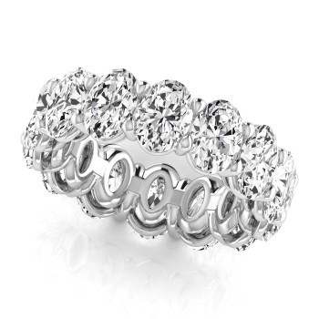 Oval Cut Lab Grown Diamonds Eternity Ring Wedding Band 14K White Gold (9.87ct)