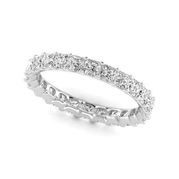 Princess Cut Lab Grown Diamonds Eternity Ring Wedding Band 14K White Gold (2.16ct)