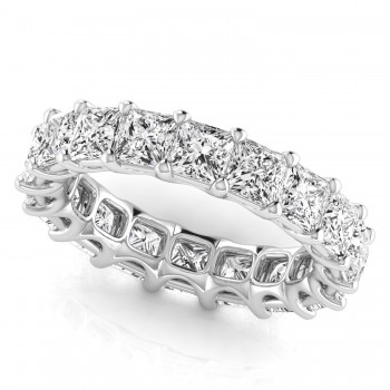 Princess Cut Lab Grown Diamonds Eternity Ring Wedding Band 14K White Gold (5.49ct)