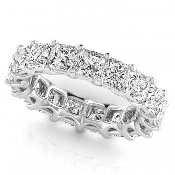 Princess Cut Lab Grown Diamonds Eternity Ring Wedding Band 14K White Gold (7.68ct)