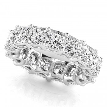 Princess Cut Lab Grown Diamonds Eternity Ring Wedding Band 14K White Gold (10.57ct)