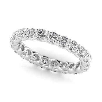 Round Cut Lab Grown Diamonds Eternity Ring Wedding Band 14K White Gold (1.89ct)