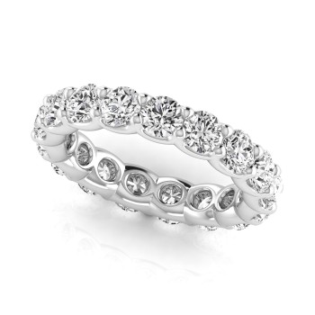 Round Cut Lab Grown Diamonds Eternity Ring Wedding Band 14K White Gold (3.23ct)