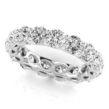 Round Cut Lab Grown Diamonds Eternity Ring Wedding Band 14K White Gold (4.58ct)