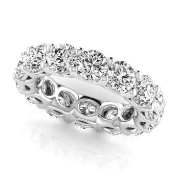 Round Cut Lab Grown Diamonds Eternity Ring Wedding Band 14K White Gold (7.07ct)