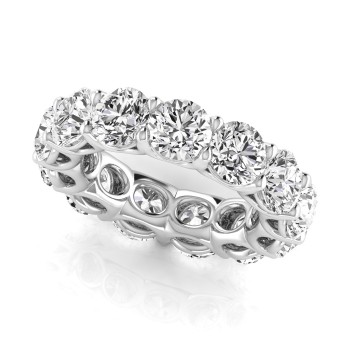 Round Cut Lab Grown Diamonds Eternity Ring Wedding Band 14K White Gold (8.52ct)