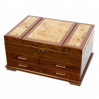 Bubinga High Gloss Finish w Mapa Burl Inlay & Necklace Hooks