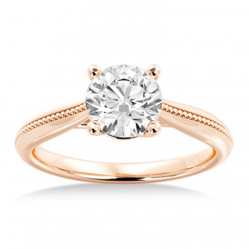 Milgrain Trellis Solitaire Engagement Ring 14k Rose Gold