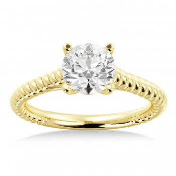 Twisted Rope Solitaire Engagement Ring 18k Yellow Gold