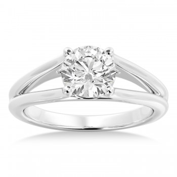 Split Shank Solitaire Engagement Ring 14k White Gold