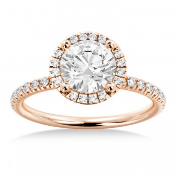 Lab Grown Diamond  Halo Engagement Ring 14k Rose Gold (0.28ct)