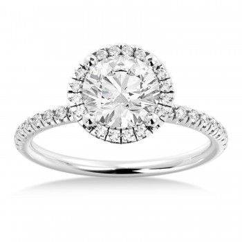 Lab Grown Diamond  Halo Engagement Ring 14k White Gold (0.28ct)