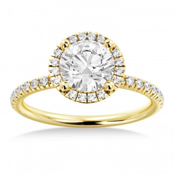 Lab Grown Diamond  Halo Engagement Ring 18k Yellow Gold (0.28ct)