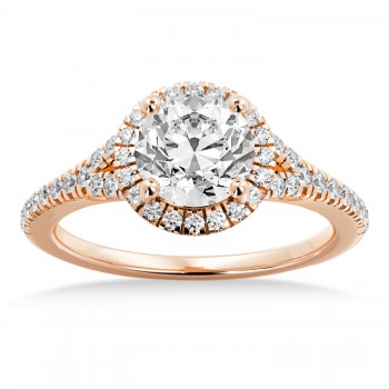 Lab Grown Diamond  Halo Engagement Ring 14k Rose Gold (0.40ct)