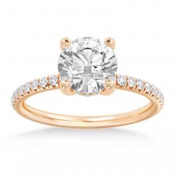 Lab Grown Diamond Hidden Halo Pave' Engagement Ring 14k Rose Gold (0.26ct)