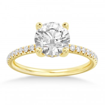 Lab Grown Diamond Hidden Halo Pave' Engagement Ring 18k Yellow Gold (0.26ct)