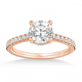 Lab Grown Diamond Hidden Halo CathedralEngagement Ring 14k Rose Gold (0.30ct)