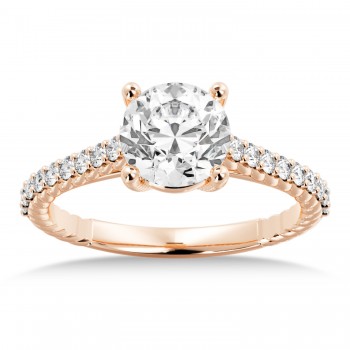 Lab Grown Rope Diamond Accented Engagement Ring 14k Rose Gold (0.23ct)