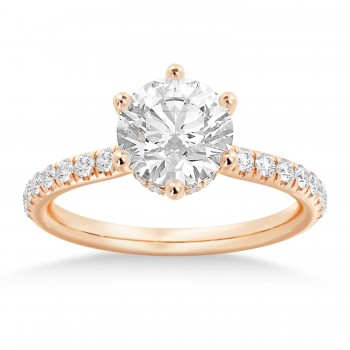 Lab Grown Diamond Hidden Halo 6 Prong Engagement Ring 14k Rose Gold (0.35ct)