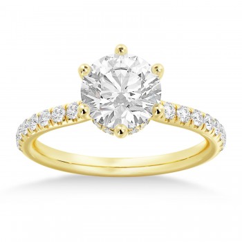 Lab Grown Diamond Hidden Halo 6 Prong Engagement Ring 18k Yellow Gold (0.35ct)