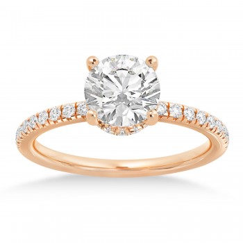 Lab Grown Diamond Pave' Hidden Halo Engagement Ring 14k Rose Gold (0.33ct)