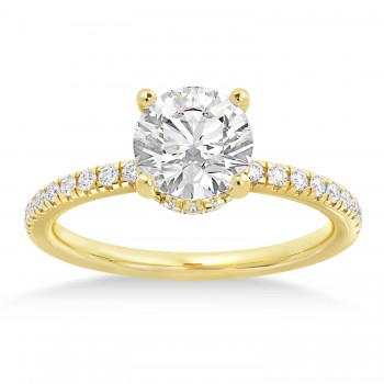 Lab Grown Diamond Pave' Hidden Halo Engagement Ring 14k Yellow Gold (0.33ct)