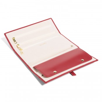 Allurez Foldable Jewelry Travel Organizer Red Vegan Leather