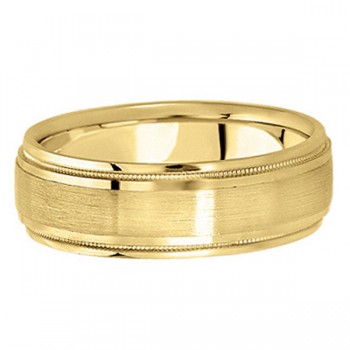 Carved Wedding Ring Band in 18k Yellow Gold For Men (7mm)