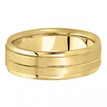 Carved Wedding Ring Band in 18k Yellow Gold For Men (7mm) Size 9