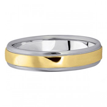 Carved Two-Tone Wedding Band (4mm)